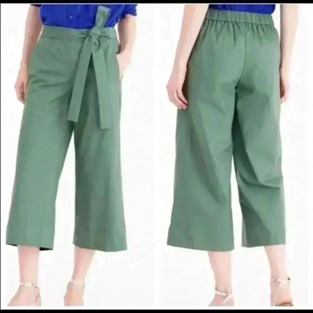 🔥J.Crew🔥  | Rory fern green crop wide leg tie waist pant